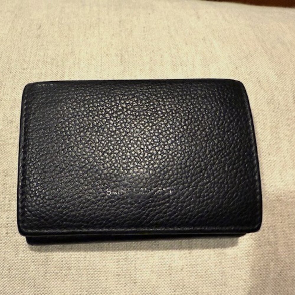 Saint Laurent Trifold Wallet, Black Leather